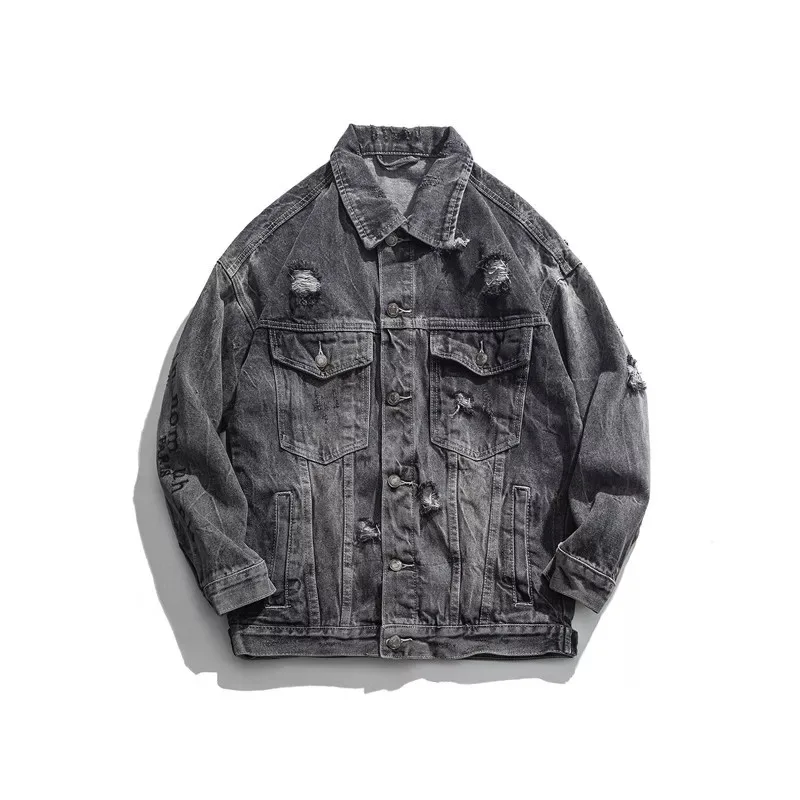 

Men Street wear Hip Hop Ripped Denim Jeans Jackets