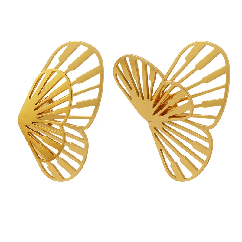 

Women Minimalist Lightweight Stainless Steel Butterfly Wing Earrings 18K Gold plated Waterproof Stud Earrings