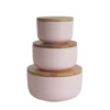 Different Size Fresh Seal Bowls Set Porcelain Airtight 3 Pcs Bowl Set Ceramic Bowl with Lid