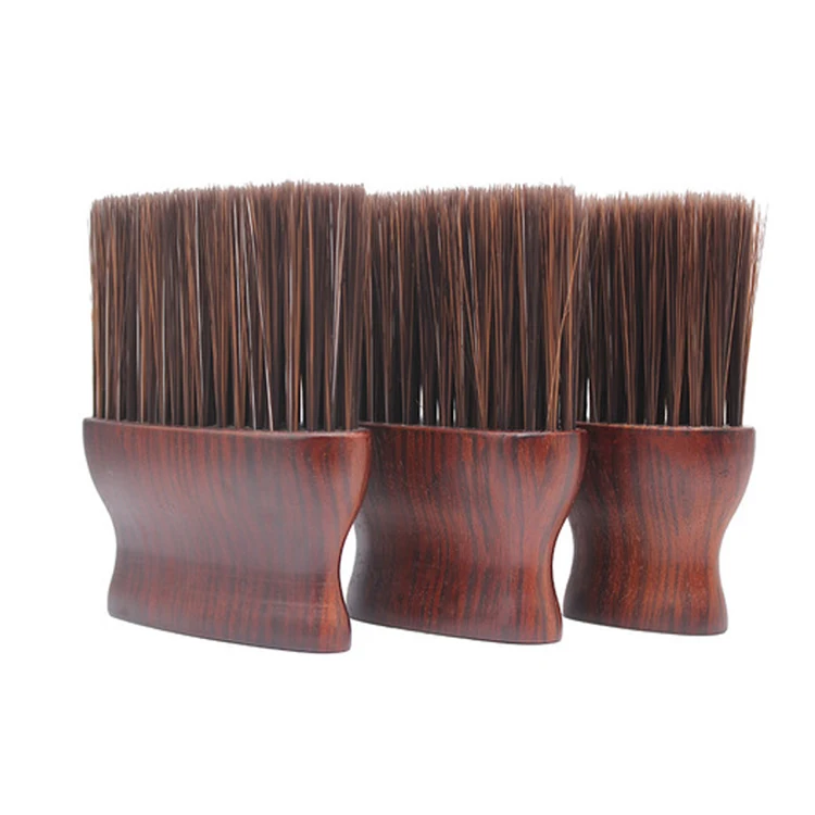 

Simple fashion cleaning and shredding brush barber wood neck brush salon cutting sweeping tool, Reddish brown