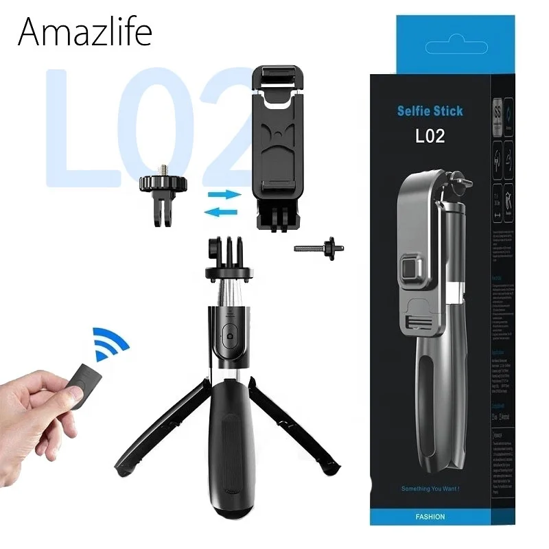 

Amazlife L02 Wireless Blue tooth Remote Mobile Phone Gopro Monopod Selfie Stick with Tripod Stand