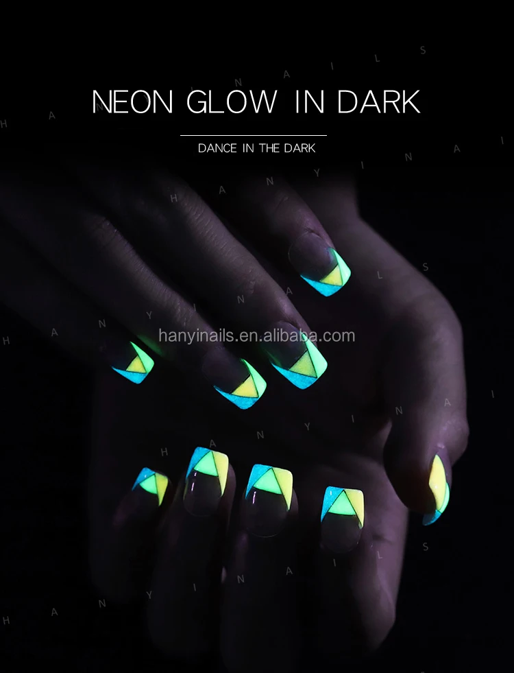 soak off gel polish uv led curing popular neon Color dark glow gel