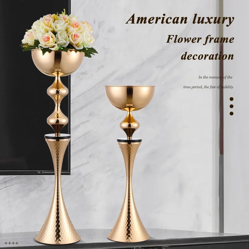 

New European metal gold vase bowl wedding centerpiece decoration main table road lead flower stand parameters