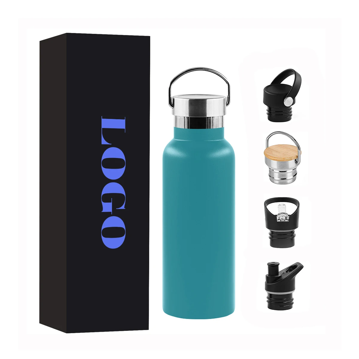 

Custom logo printing stainless steel sports water bottle with different lids in bulk