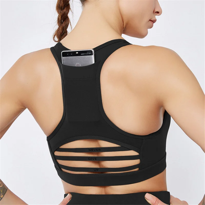 

Custom logo accept women fashionable Sports Bra Double-sided Nylon Shockproof Fitness Yoga Vest, 5 colors