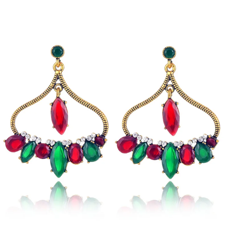 

JUHU New multicolor Bohemia ethnic water drop shape and alloy ear buckle simple earrings classic metal alloy jewelry for women, Golden sliver