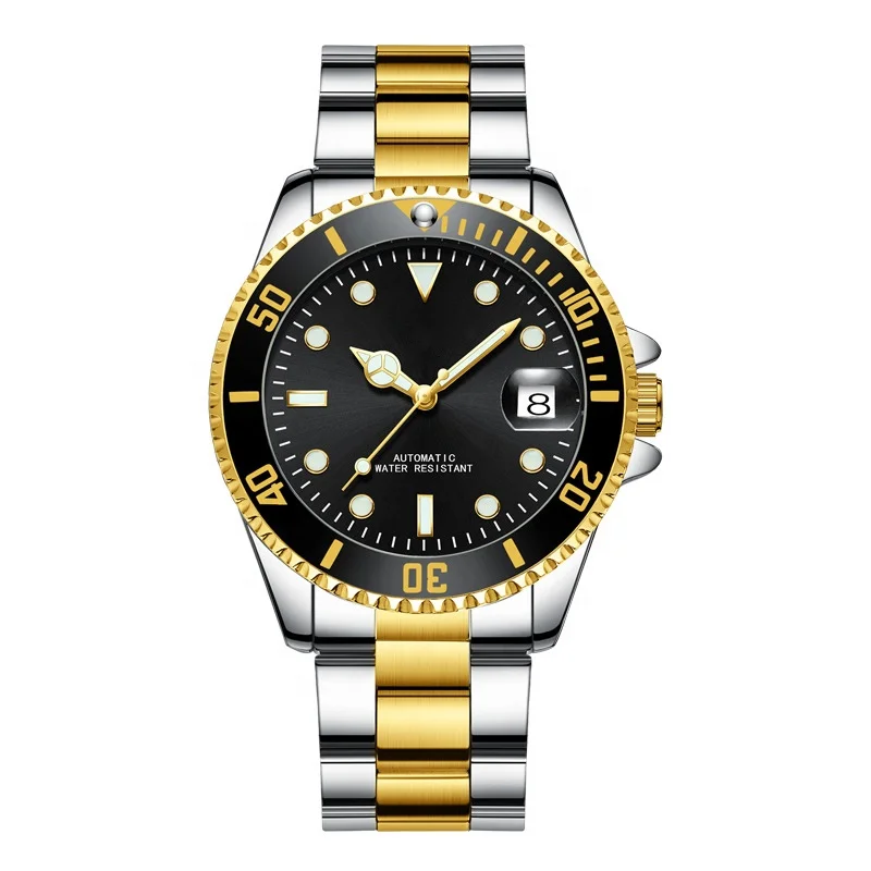 

Stainless Steel Solid Watch Band Luminous Star Stickers Luminous Automatic Luxury Roles Men Watch, Black/green/blue/gold/silver