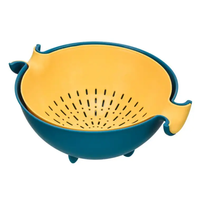 

Kitchen large plastic sink ball rolling strainer washing double layered rotatable colander drain basket, Customized color