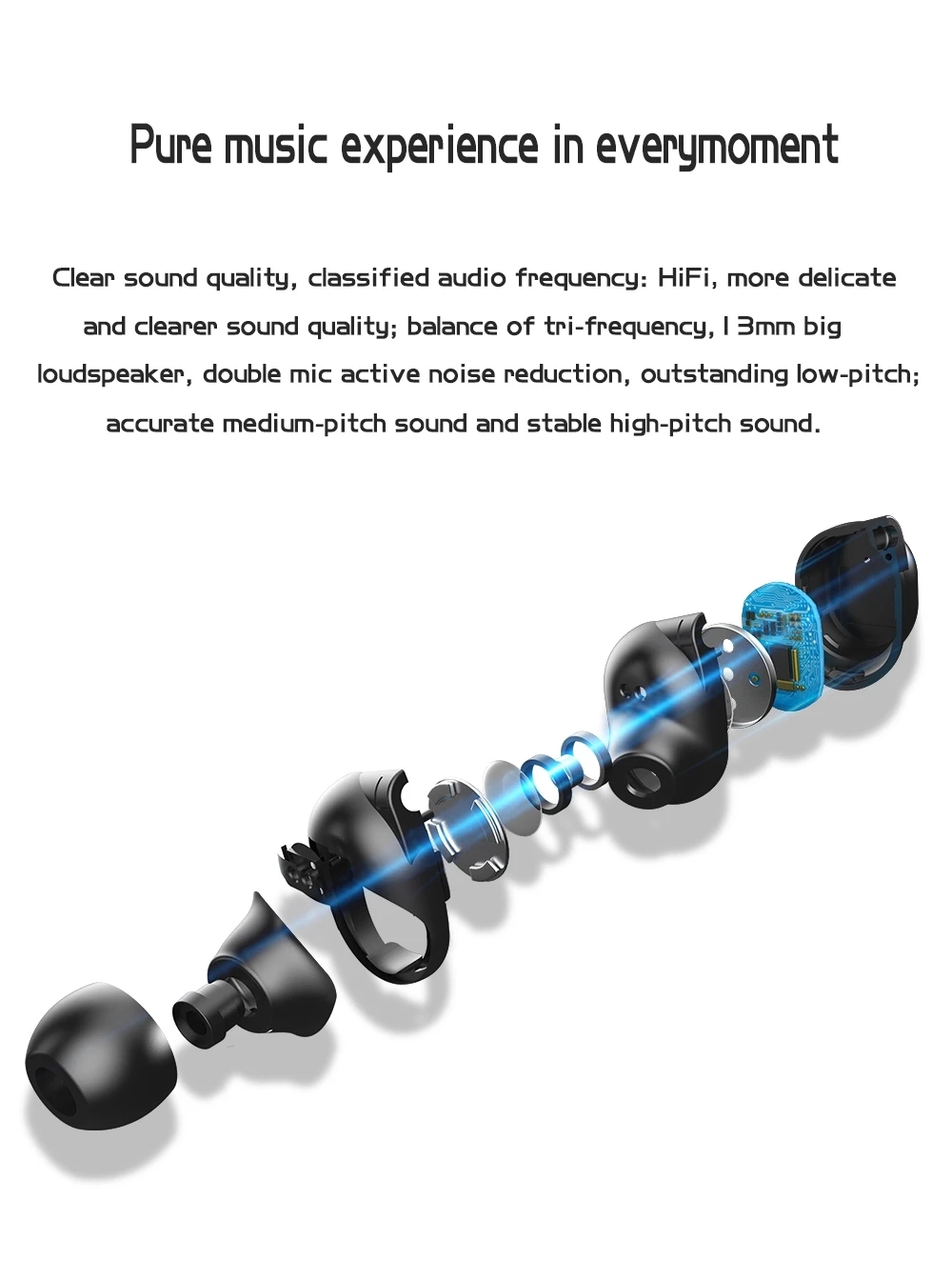 New Style Wireless Touch Bluetooth Headset 4.2 level True Wireless  Sports Running Earbud
