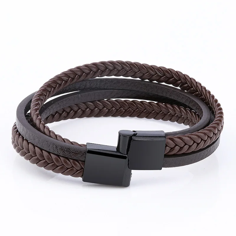 

2019 New Products Handmade PU Leather Bracelet men, Picture color