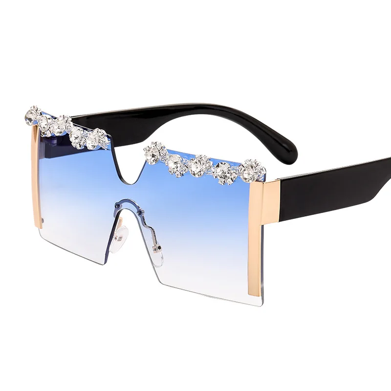 

High quality custom logo luxury square diamond frameless sunglasses online sale, Custom colors