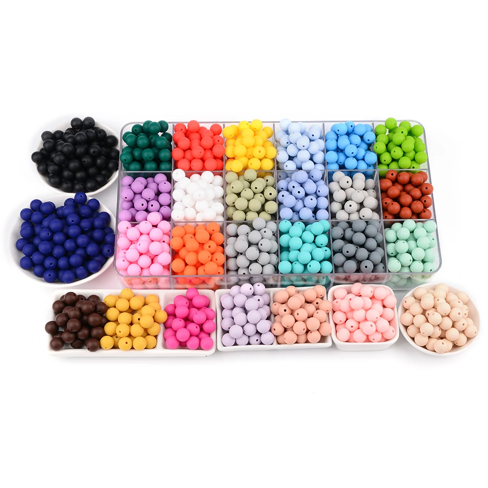 

2021 BPA Free Silicone Beads 15mm Beads Silicone Teething Beads, 38 different colors ,welcome custom color