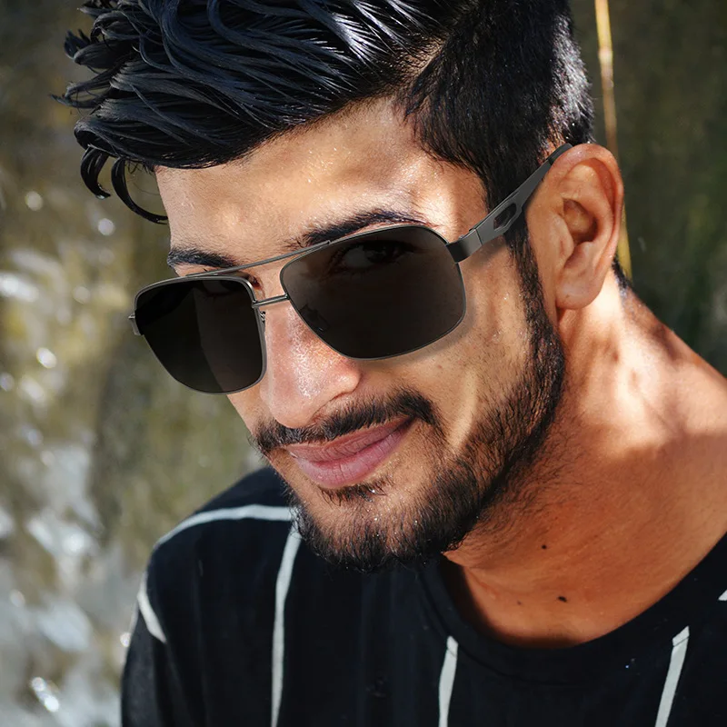 

Eyewear Fashion Driving Men Hawkers Sunglasses Black Polarized Metal Shield Sunglasses