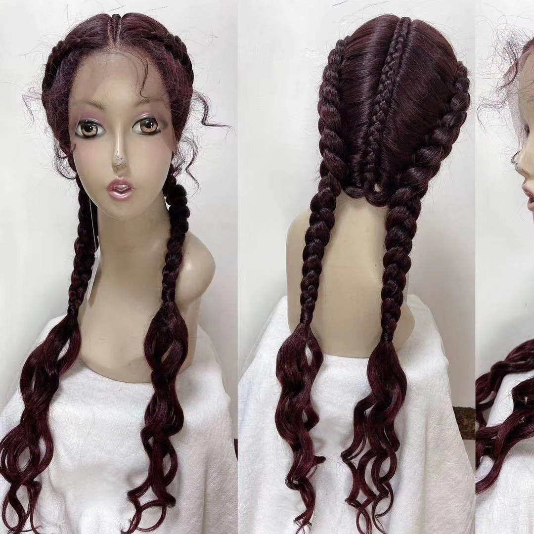 

Frontal Box Cornrow Braid Wig Synthetic Futura Fiber Lace Front Knotless Wig Vendors Braided Wigs for Black Women