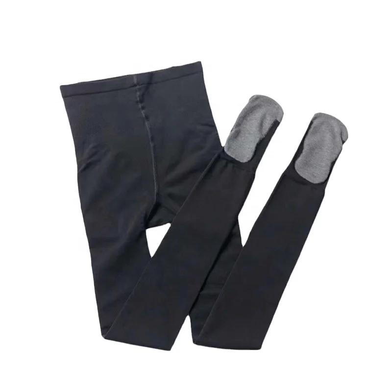 

AJ18507 lady sexy High Waist winter fleece lace tights with Lace feet