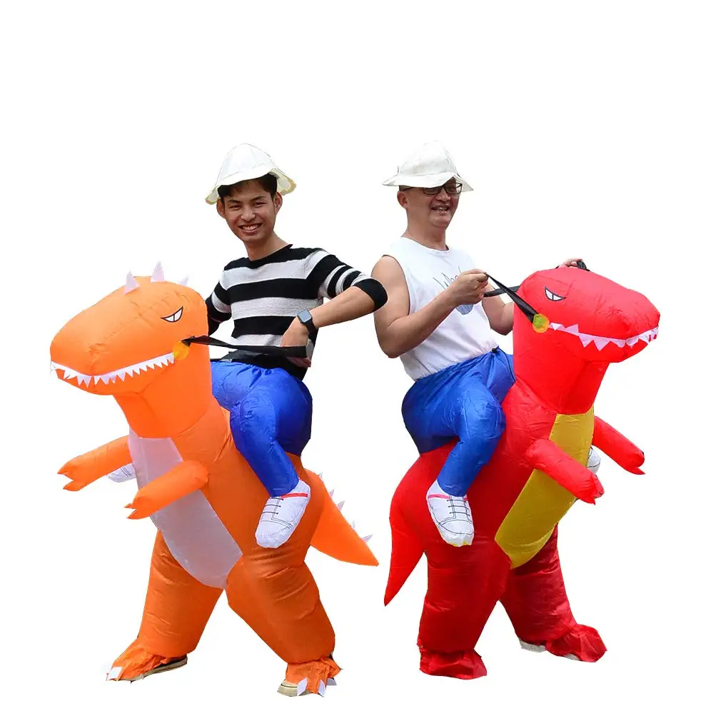 

HUAYU New Design Men's Inflatable Costume Boys Ride Dinosaur Blow Up Costume Inflatable T-rex Stegosaurus Costume, Green&blue&red&orange