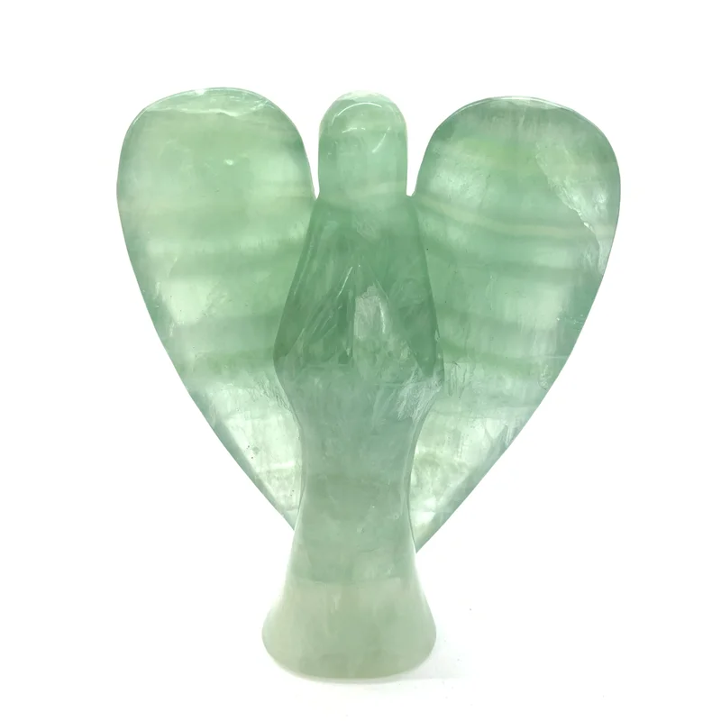 

Wholesale Natural Green Fluorite Angel Green Crystal Goddess Statue Gem Healing Stones Carved Craft For Gift