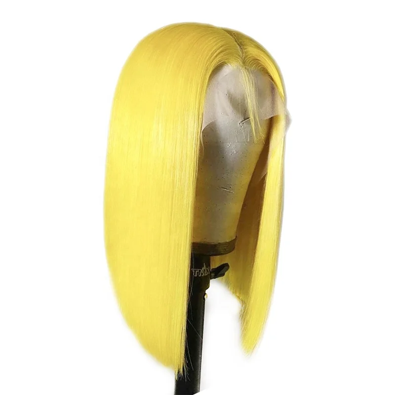 

Wholesale Peruvian Colored Bob Wigs Human Hair Lace Front Straight Yellow Bob Wig Blonde Human Hair Lace Front Wigs