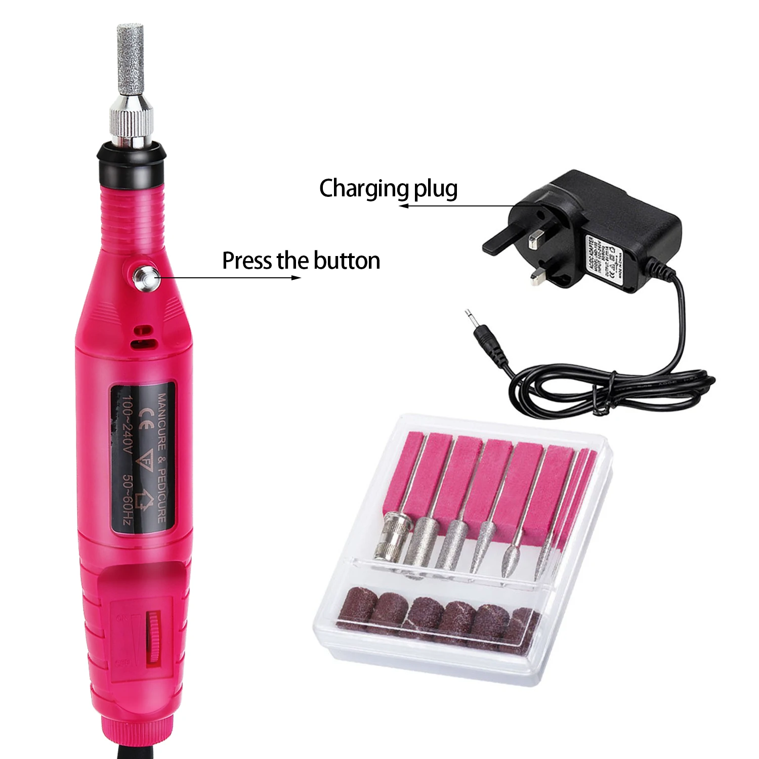 

Electric Nail File Set Nails Care Tools For Foot Hand Storage Case