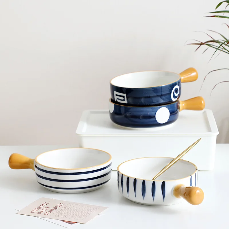 

Restaurant soup bowl with handles plate handle