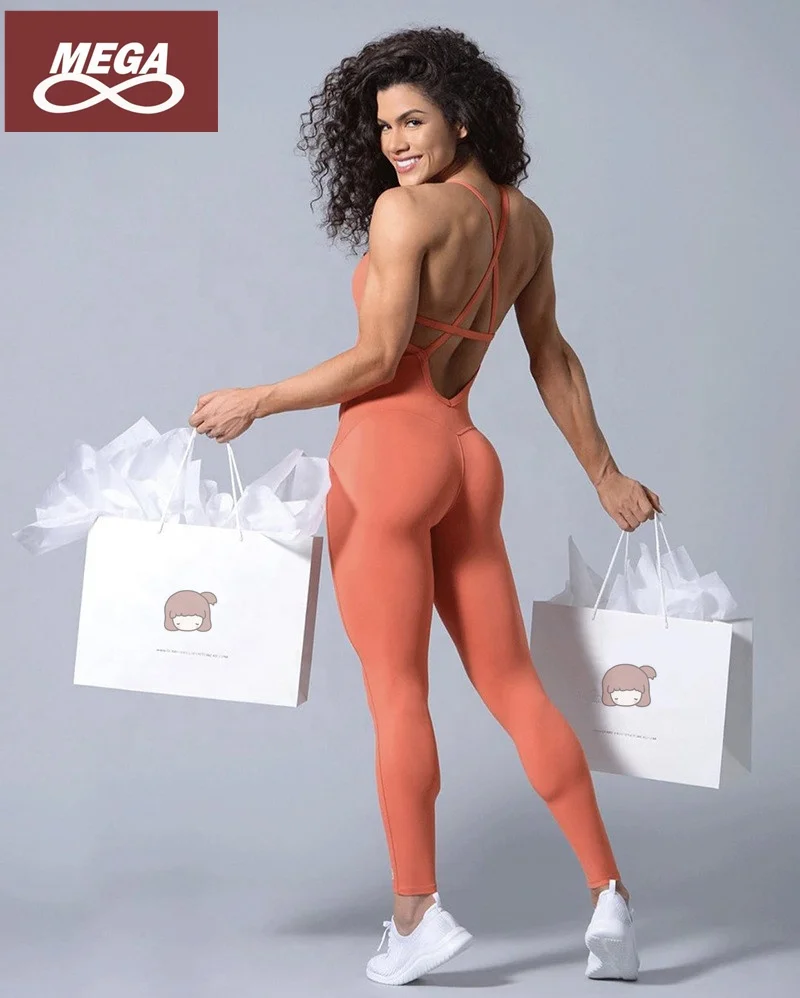 

Womens activewear sexy yoga jumpsuit deep v gym clothing athletic apparel manufacturers, Orange, blue