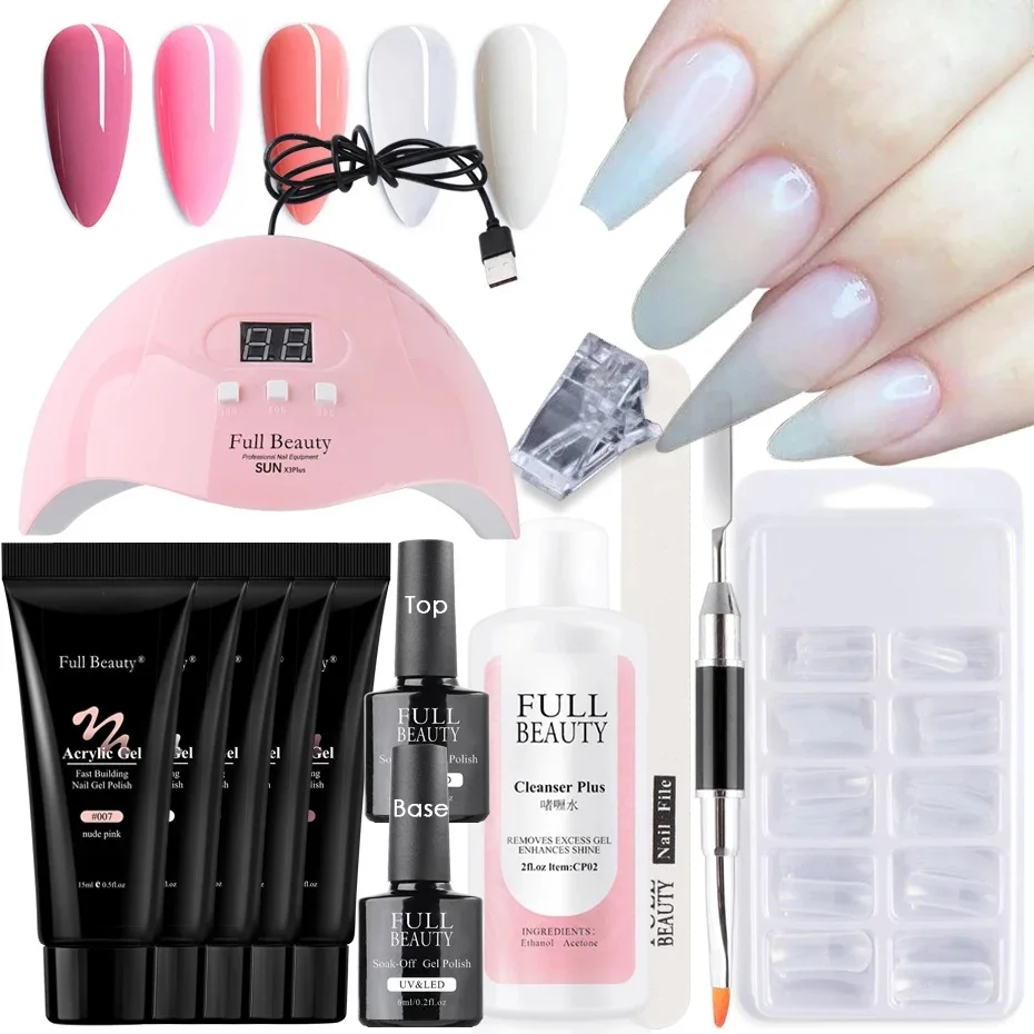 

Poly Uv Gel Nail Kit with Lamp Set kit for beginners Nail Extension Builder USB Uv Lamp Cleaner Nail Kit Set Professional