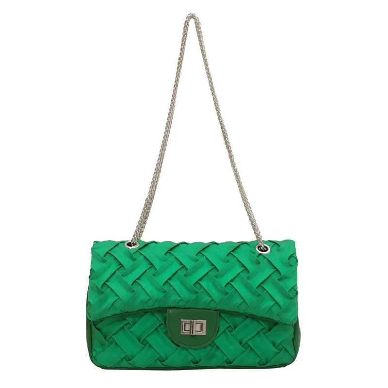 

2022 Summer Fashion Weave Small Chain Crossbody Shoulder Bag for Women Designer Handbags and Purses Bolsas, Green