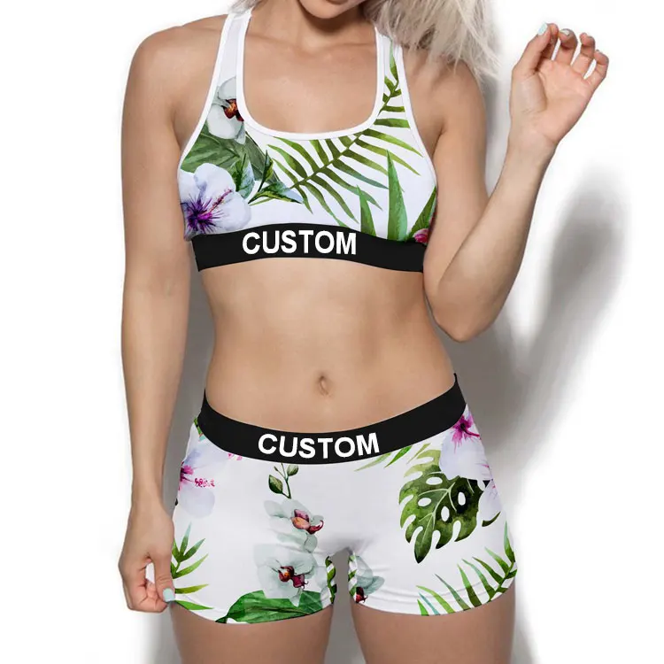 

Custom workout men boxer brief womens sports bra and panty shorts bra underwear set wholesale