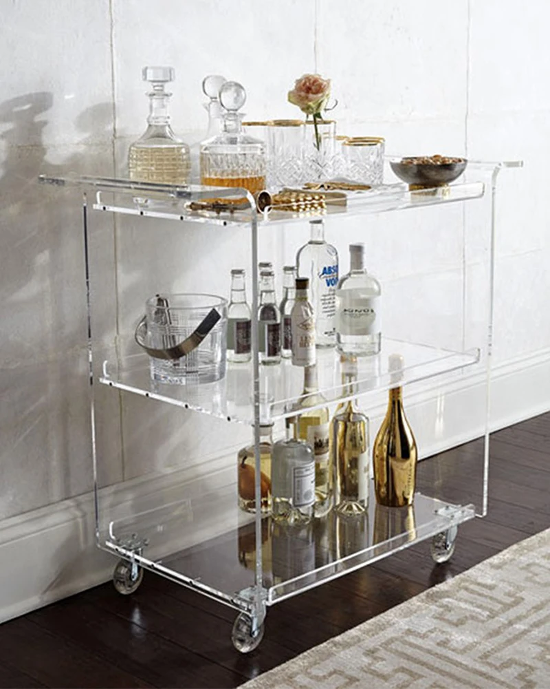 
Hotel furniture luggage housekeeping cleaning room service acrylic trolley Acrylic Hotel Trolley  (1600058862227)
