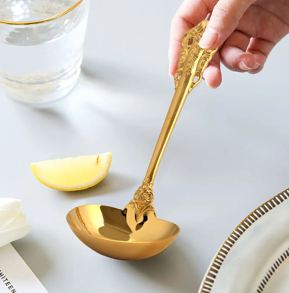 304 Stainless Steel Soup Ladle Cooking Tool Kitchen Accessories Gold