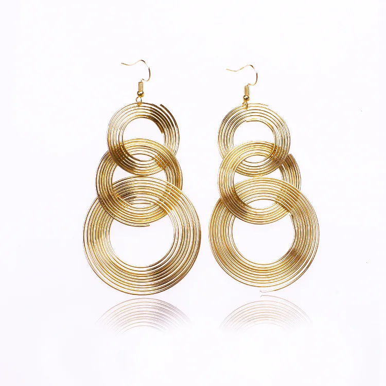 

Retro geometric multi-layer metal circle ring earrings female extra large earring, As pic