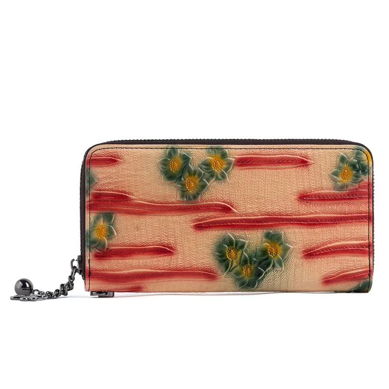 

First Layer Cowhide Leather Luxury Leather Multi Card Cell Phone Wallet Purse Wallet Women Clip