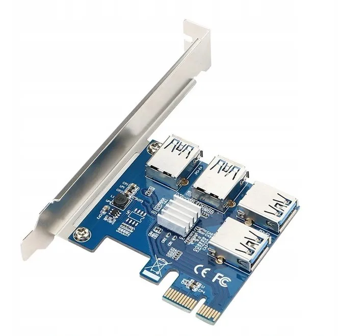 

PCIe 1 to 4 PCI express 16X slots Riser Card PCI-E 1X4 to External 4 PCI-e slot Adapter PCIe Port Multiplier Card for BTC Miner, Blue
