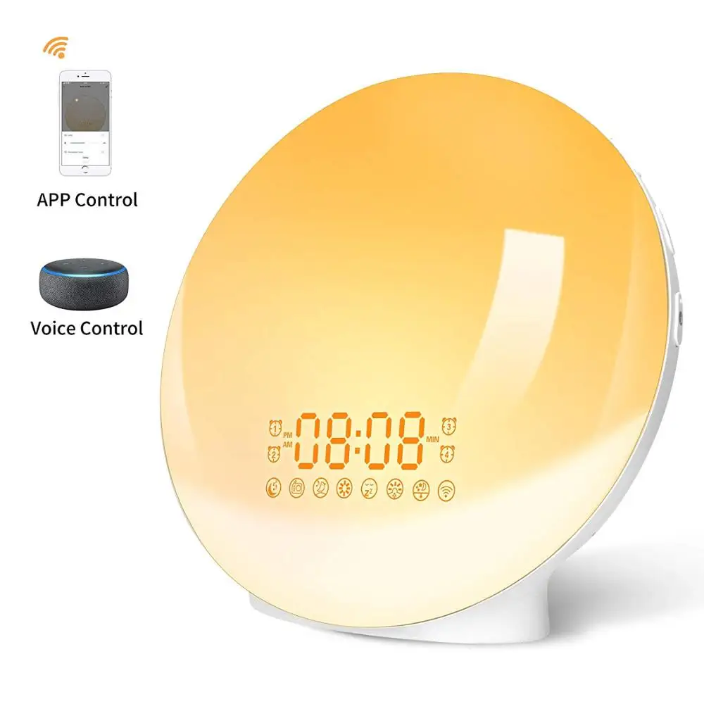 

Sunrise Alarm Clock, Upgrade Smart Wake Up Light compatible with Alexa/Echo/Google