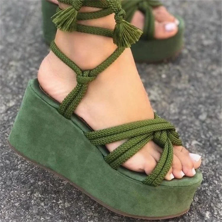 

2022 Summer new wedge heel straps large size sandal women's thick high-heeled fashion sandals women's shoes, Picture color