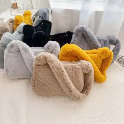 

Autumn And Winter fuzzy handbags crossbody shoulder bag for ladies purse 2021 fur handbags fall set, 5 colors