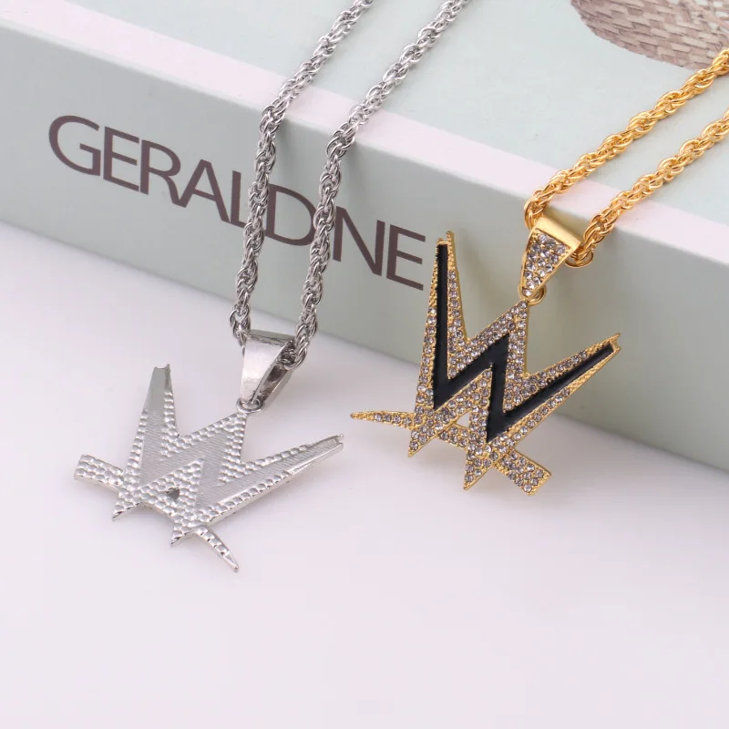 

Miss Jewelry HipHop 18k Gold Plated Stainless Steel The letter W Necklace Out Tennis Chain, 14k 18k gold / white gold /silver