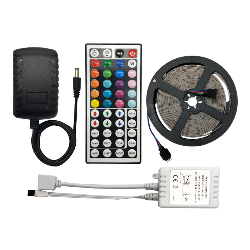 rgb 5m led strip lights ip65 waterproof 5050 smd color changing with remote controller transformer and plug