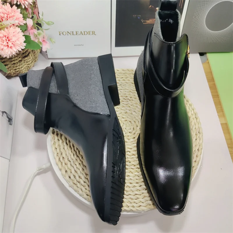 

High Top Buckle Closure Big Size 14 New Design Fashion Men Leather Boots