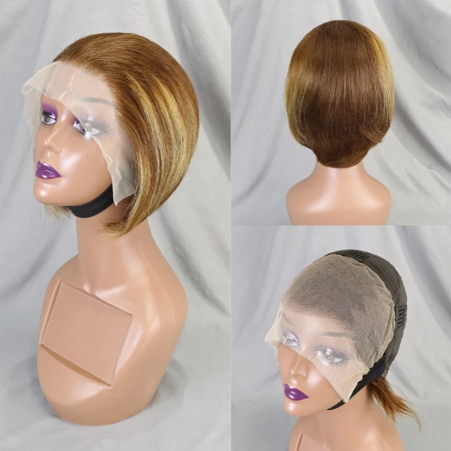 13x4 Pixie Cut Bob Wig for Women Natural Straight Transparent Lace Front Wig 100% Human Hair Versatile Style Short Hair Wig