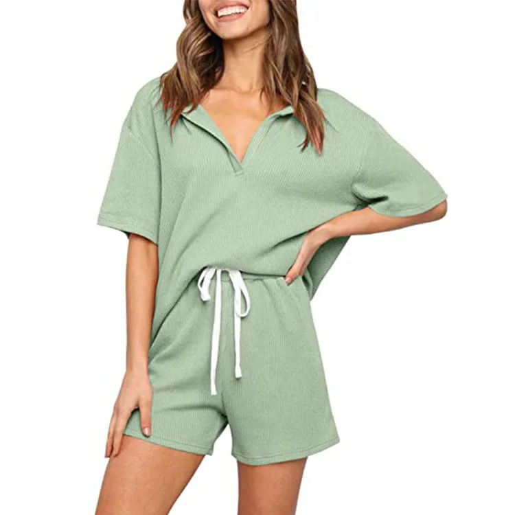 Solid Color Womens Pajama Shorts Loungewear Sets Sweatshirt Cotton Two Piece Set For Women
Solid Color Womens Pajama Shorts Loungewear Sets Sweatshirt Cotton Two Piece Set For Women