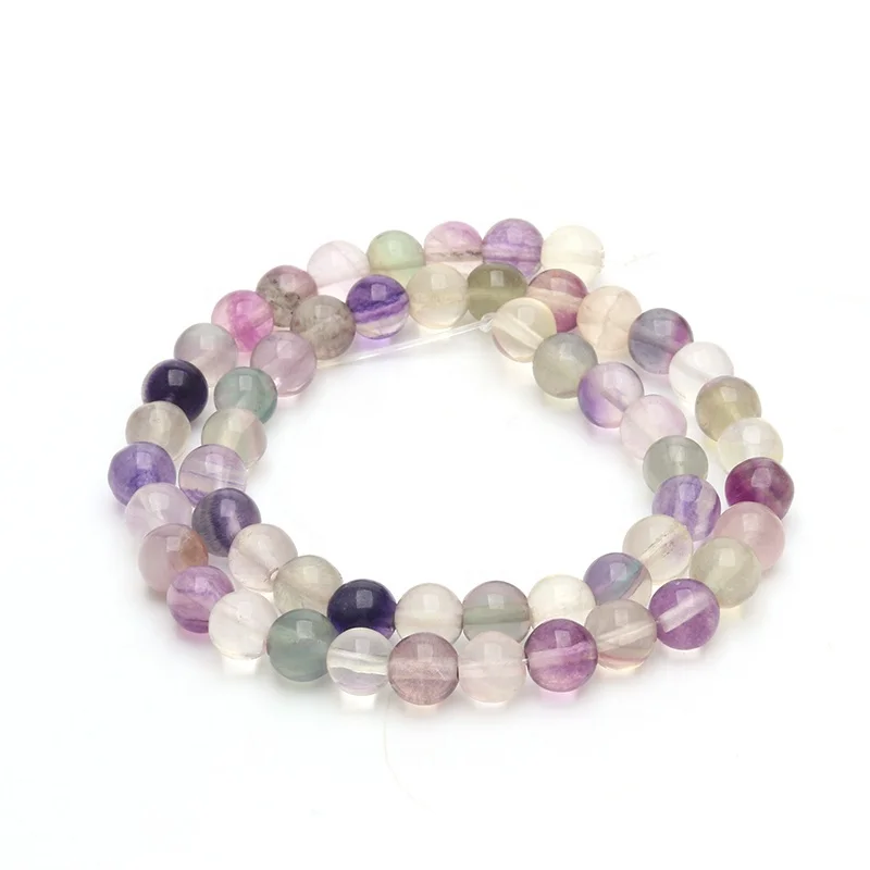 

Hot Sale High Quality AB Grade Fluorite Gemstone 6mm-14mm Round Smooth Fluorite Beads in Strands, 100% natural color