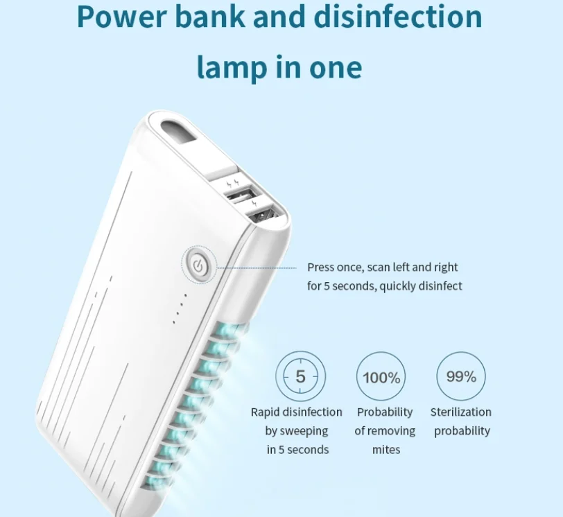 Hot Selling Portable Rechargeable 6000Mah Bacteria killer Power Bank Mini Uvc Lamp Uv Light - ANKUX.COM