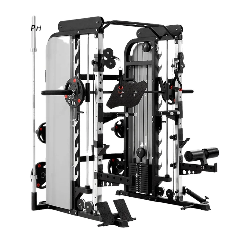 

smith machine squat bench press weight lifti multi-functional smith machine power squat relax multistation home gym, Black