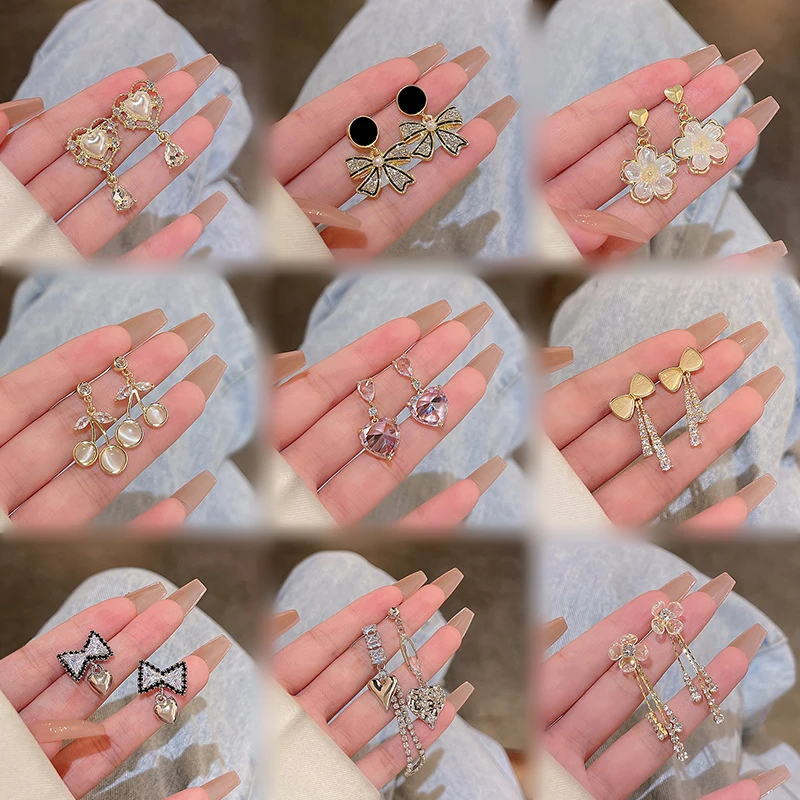 

Simple opal Love Women's Earrings Moon S925 Silver Zircon Gold Earrings Fashion Jewelry Accessories Gift
