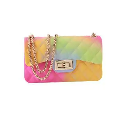 

Wholesale Women Rainbow PVC Crossbody Silicone Fashion Candy Color Shoulder Purse Handbag, Multicolor