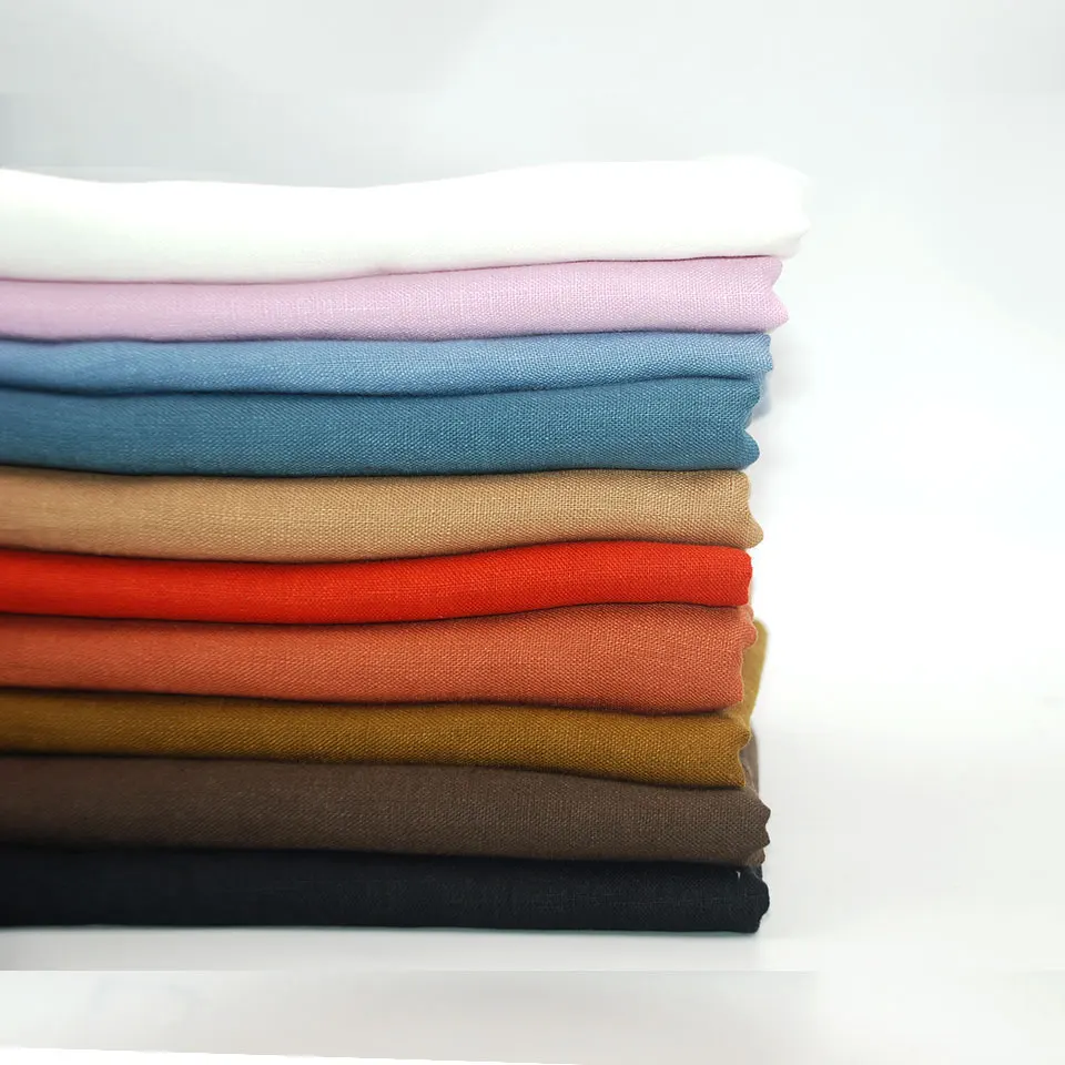 

New Arrivals Wholesale Natural Pure Color Shirt Stone Washed plain 100% Linen Flax Fabric For Garments shirt