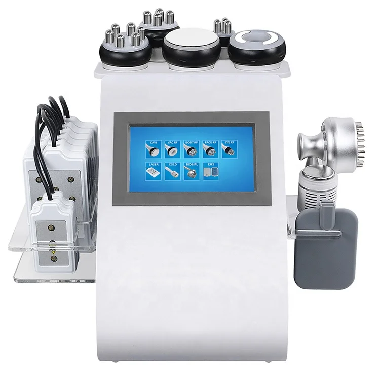 

Multiplication 40K Phton LED Vacuum Slimming Ultrasonic Cavitation Lipo Laser Equipment 9 In 1 Cavitation Machine, White