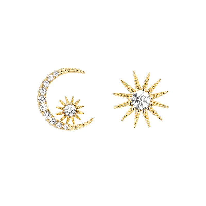 

New Asymmetric Star Moon Earrings women's Fashion Korean Temperament Earrings Personality Earrings Beautiful
