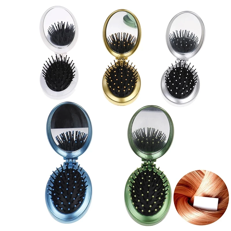 

Portable Mini Size Compact Mirror Hair Comb Brush for Travel Scalp Massage Paddle Comb Mirror 1x Custom Logo